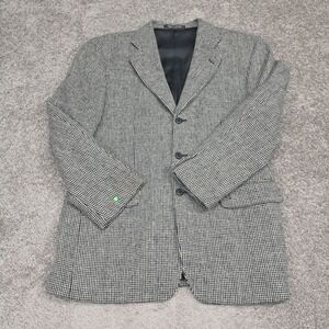 Harve Benard Houndstooth Blazer Black White 3 Button Jacket Professional Vintage